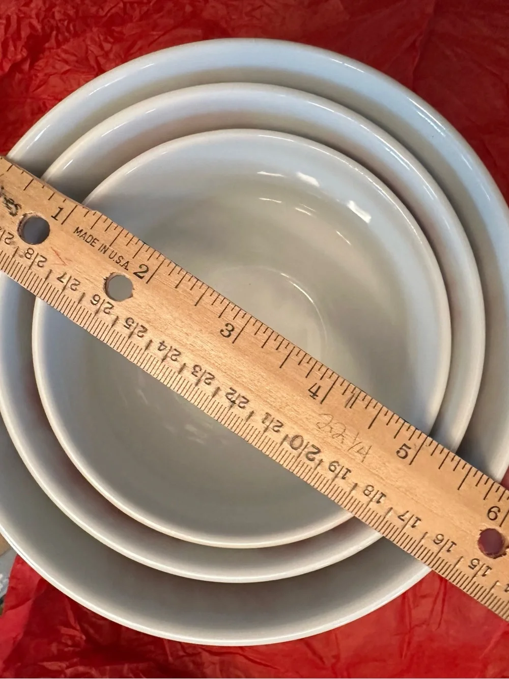 Holiday Snowflake Ceramic Bowl Set - White with Red Accents